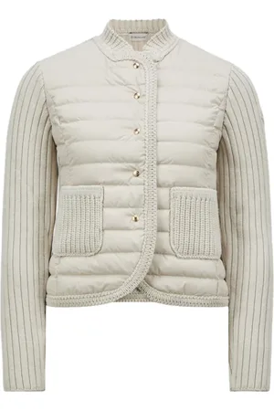 Moncler Kurtki, Kobieta, Beżowy, L, Pikowany sweter z wełny i puchem
