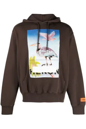 Heron Preston Bluzy, Mężczyzna, brązowy, M, Bawełna, Bluza z kapturem Censored Logo
