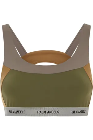 Palm Angels Bielizna, Kobieta, Szary, M, Len, Military Panel Sports Bra