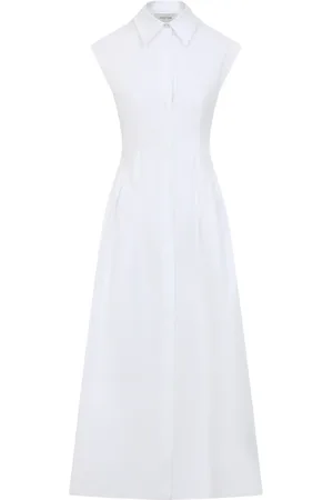 Sportmax Sukienki, Kobieta, Biały, S, Biała Sukienka z Bawełny Stylowy Wygląd
