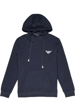 Emporio Armani Bluzy, Mężczyzna, Niebieski, M, Bawełna, Bluza z kapturem