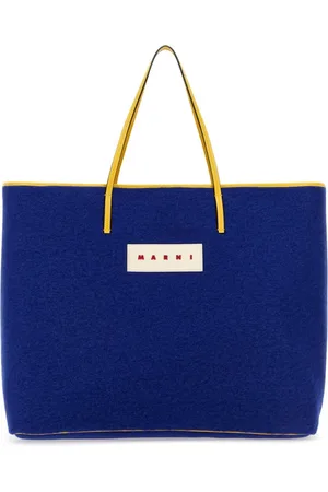 Marni Torebki, Kobieta, Niebieski, ONE SIZE, Niebieska Filcowa Torba Medium Janus