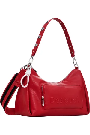 Desigual Torebki, Kobieta, Czerwony, ONE SIZE, Czerwona Torba na Ramię Zamek Błyskawiczny