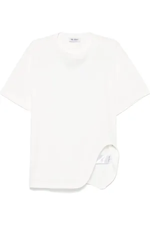 The Attico Koszulki, Kobieta, Biały, S, Bawełna, T-shirt z haftowanym logo z okrągłym dekoltem