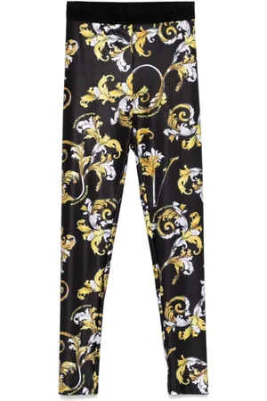 VERSACE Spodnie, Kobieta, Wielobarwność, 3XS, Spodnie z Logo i Nadrukiem