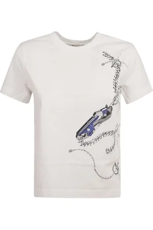 Burberry Koszulki, Kobieta, Biały, S, Bawełna, Koszulka T-Shirt z Wzorem Knight IP