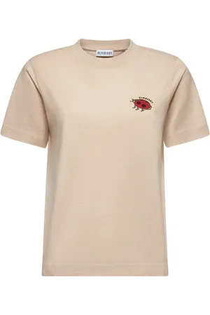 Burberry Koszulki, Kobieta, Beżowy, S, Bawełna, T-shirt z logo biedronki