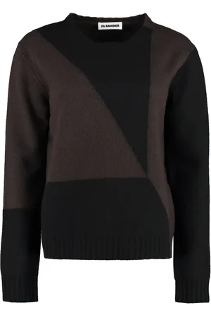 Jil Sander Swetry, Kobieta, brązowy, M, Geometryczny Sweter Wełniany