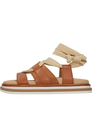 Hogan Buty, Kobieta, brązowy, 36 EU, Skóra, Płaskie skórzane sandały