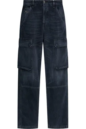 Diesel Jeansy, Kobieta, Niebieski, W28, Denim, Cargo Pocket Jeansy o prostym krojuy