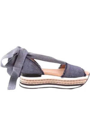 Hogan Buty, Kobieta, Niebieski, 36 EU, Klapki w niebieską jodełkę
