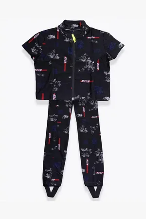 Msgm Sport, Kobieta, Czarny, M, Sportowy zestaw w kwiatowy wzór z logo