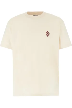 MARCELO BURLON Koszulki, Mężczyzna, Beżowy, S, T-shirt z okrągłym dekoltem i krótkim rękawem