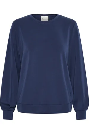 My Essential Wardrobe Bluzy, Kobieta, Niebieski, M, Poliester, Bluza dresowa do bioder