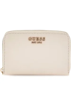 Guess Akcesoria, Kobieta, Beżowy, ONE SIZE, Mały portfel z zamkiem Laurel