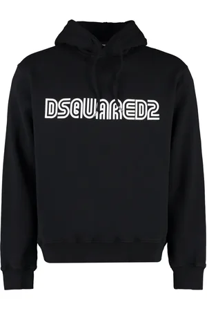 Dsquared2 Bluzy, Mężczyzna, Czarny, M, Bawełna, Bluza z kapturem z nadrukiem logo i ściągaczami