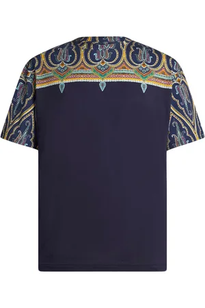 Etro Koszulki, Mężczyzna, Niebieski, XL, Niebieski T-shirt z Paisley Printem z Bawełny