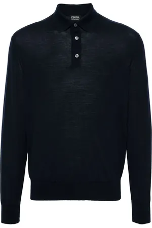 Ermenegildo Zegna Koszulki, Mężczyzna, Niebieski, L, Wełna, Luksusowa koszulka polo z dzianiny wełnianej