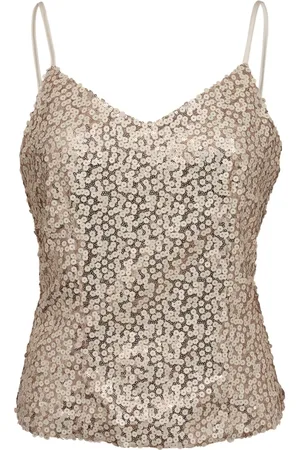 Co`Couture Koszulki, Kobieta, Beżowy, S, Top z cekinami w kolorze Nude