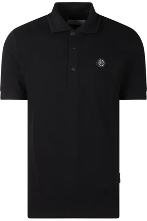 Philipp Plein Koszulki, Mężczyzna, Czarny, S, Koszulka Polo Hexagon