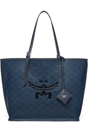 MCM Torebki, Kobieta, Niebieski, ONE SIZE, Skóra, Shopper nieba w Lauretos
