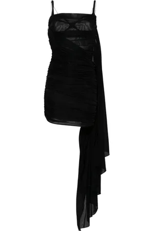 MUGLER Sukienki, Kobieta, Czarny, S, Sukienka z drapowanym panelem