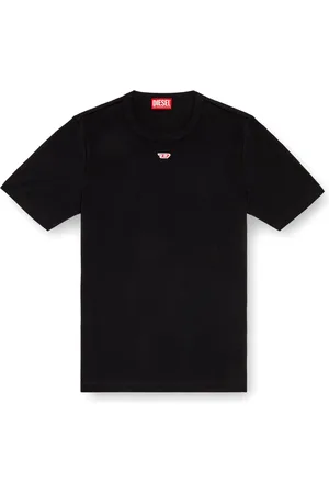 Diesel Koszulki, Mężczyzna, Czarny, M, Bawełna, Bawełniany T-shirt z Czerwonym Logo