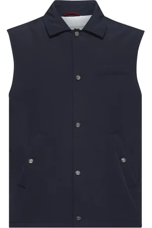 Brunello Cucinelli Kurtki, Mężczyzna, Niebieski, 3XL, Poliester, Wodoodporna kamizelka z mikrofibry