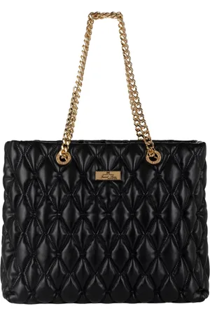 Elisabetta Franchi Torebki, Kobieta, Czarny, ONE SIZE, Torba Shopper z łańcuszkowymi uchwytami