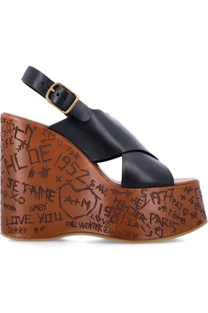 Chloé Buty, Kobieta, Czarny, 40 EU, Skóra, Sandały na Koturnie Maxime
