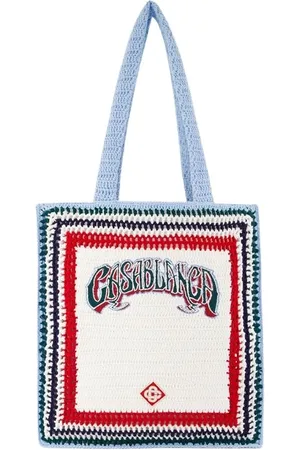 Casablanca Torebki, unisex, Wielobarwność, ONE SIZE, Bawełna, Biała Torba Shopper z Szydełkowym Wzorem - Bawełna