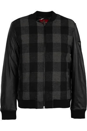 Guess Kurtki, Mężczyzna, Czarny, M, Plaid Bomber Jacket