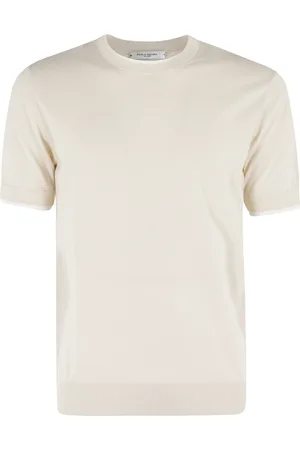 Paolo Pecora Koszulki, Mężczyzna, Beżowy, L, Krótki Rękaw Okrągły Dekolt T-shirt