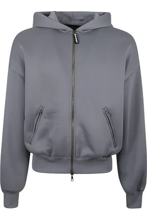 Palm Angels Bluzy, Mężczyzna, Szary, S, Poliester, Curved Logo Neoprene Bomber