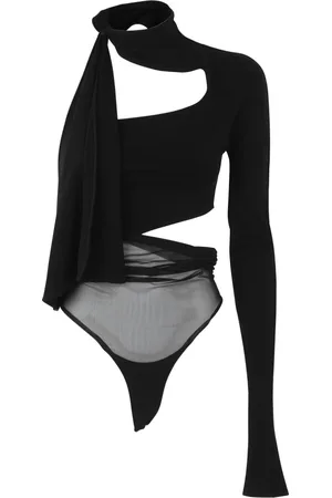 MUGLER Koszulki, Kobieta, Czarny, M, b 1919 Czarny Body z Siateczki