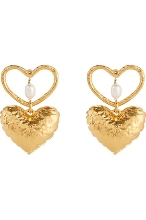 Nina Ricci Akcesoria, Kobieta, Żółty, ONE SIZE, Kolczyki Double Heart