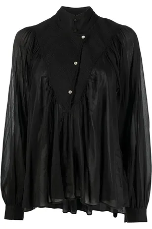 FORTE FORTE Bluzki, Kobieta, Czarny, L, Bawełna, Bohemian Cotton Silk Blouse