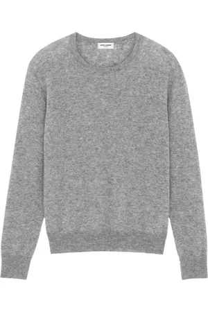 Saint Laurent Swetry, Mężczyzna, Szary, M, Kaszmir, Round-neck Knitwear