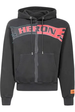 Heron Preston Bluzy, Mężczyzna, Czarny, L, Bawełna, Bawełniana bluza z kapturem z nadrukiem
