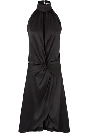 Nina Ricci Sukienki, Kobieta, Czarny, M, Satyna, Czarna satynowa sukienka z dekoltem typu halter