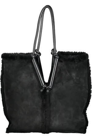 Bottega Veneta Torebki, Kobieta, Czarny, ONE SIZE, Skóra, Torba Tote ze Skóry Owczej z Detalami Skórzanymi