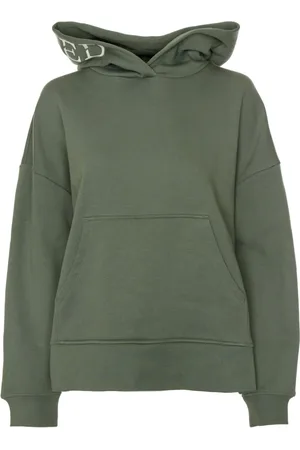 Closed Bluzy, Mężczyzna, Zielony, S, Bluza z kapturem z haftowanym logo i kieszenią typu kangur