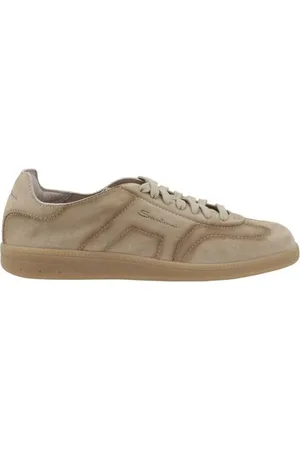 santoni Buty, Mężczyzna, brązowy, 41 EU, Zamsz, Zamszowe sznurowane sneakersy z płaską podeszwą