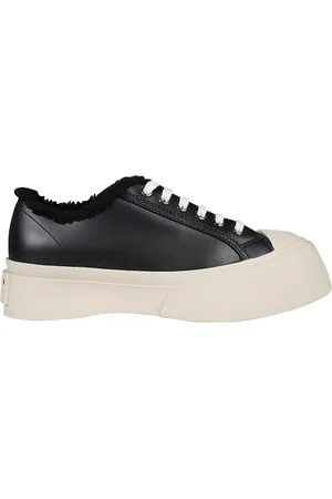 Marni Buty, Kobieta, Czarny, 40 EU, Skóra, Sznurowane sneakersy z kożuszkiem