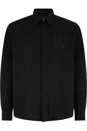 Roberto Cavalli Koszule, Mężczyzna, Czarny, 2XL, Bawełna, Koszula z logo i monogramem, klasyczny kołnierzyk