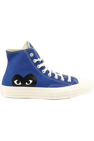 Comme des Garçons Buty, Mężczyzna, Niebieski, 44 EU, Sneakersy płócienne z bocznym nadrukiem