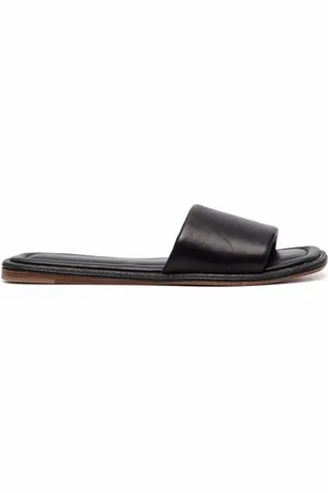 Brunello Cucinelli Buty, Kobieta, Czarny, 36 EU, Skóra, Płaskie sandały