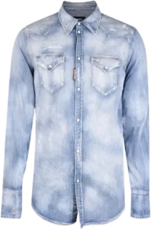 Dsquared2 Koszule, Mężczyzna, Niebieski, M, Denim, Denimowa Koszula na Każdy Sezon