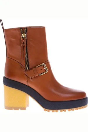 Hogan Buty, Kobieta, brązowy, 37 1/2 EU, Skóra, Kozaki za kostkę w stylu bohemy w kolorze koniakowym