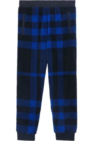 Burberry Spodnie, Mężczyzna, Niebieski, L, Wełna, Spodnie polarowe w kratę Dimitri